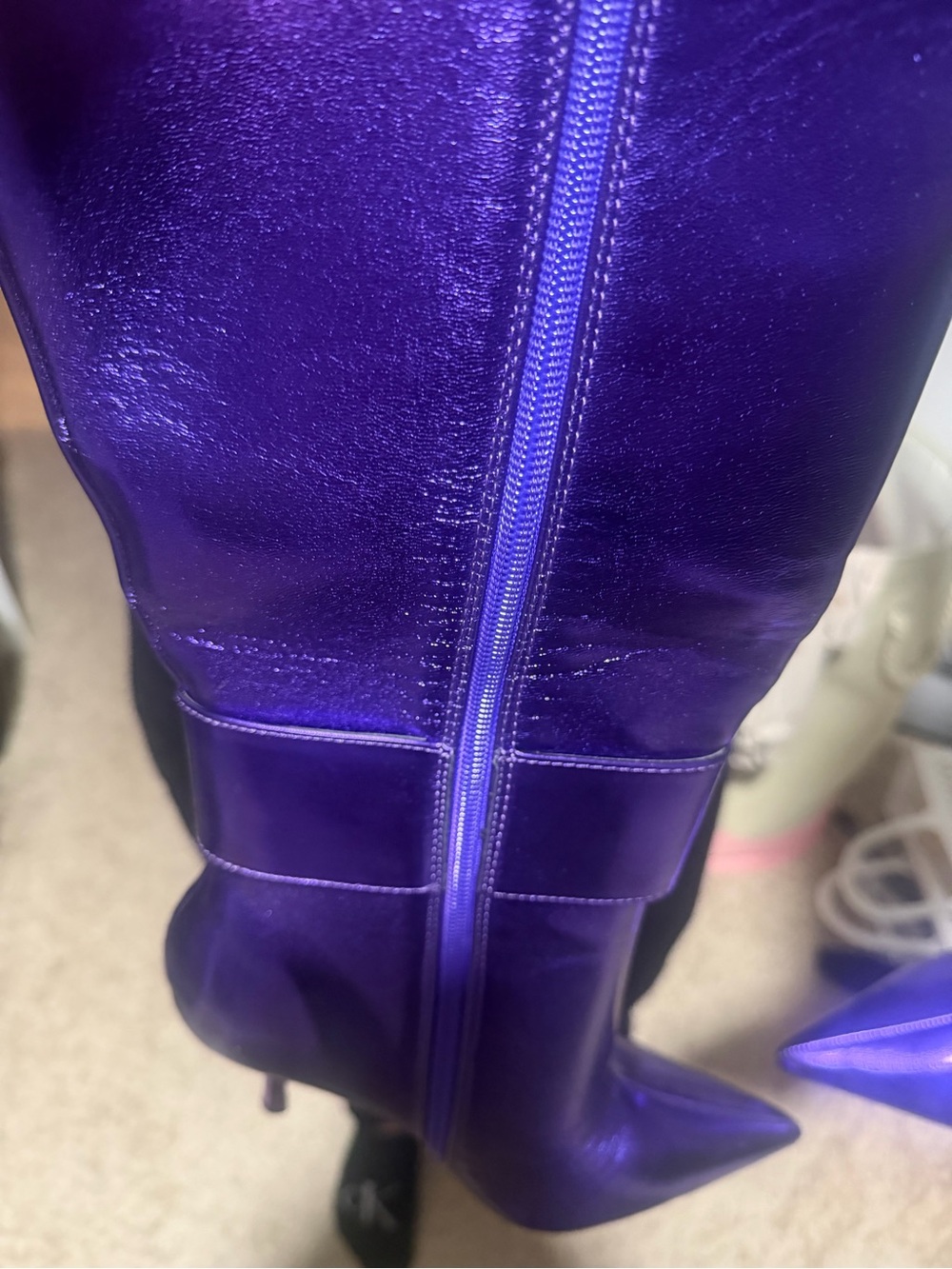 NWOT - Steve Madden Metallic Purple Pointed-Toe Knee-High Stiletto Boots - Picture 6 of 7